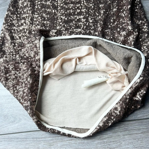 Aritzia Wilfred  Bronze Sequin Silk Trim Tank Dress - Picture 9 of 14